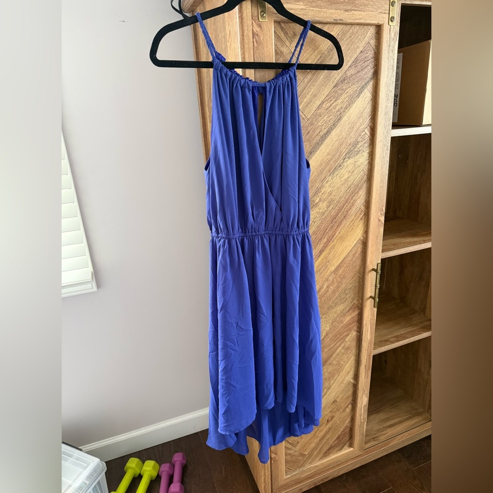 Double Zero Sleeveless Hi Low Dress in Cobalt Blue
